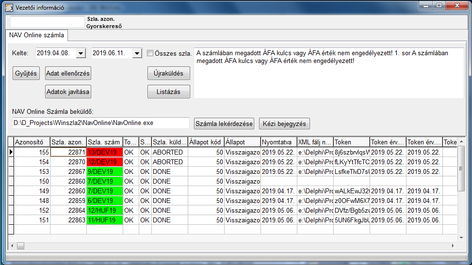 WinSzla NavOnline figyelmetzetések