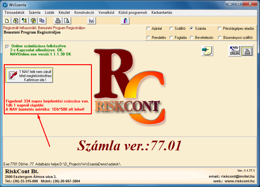 elküldetlen számla figyelmeztetés