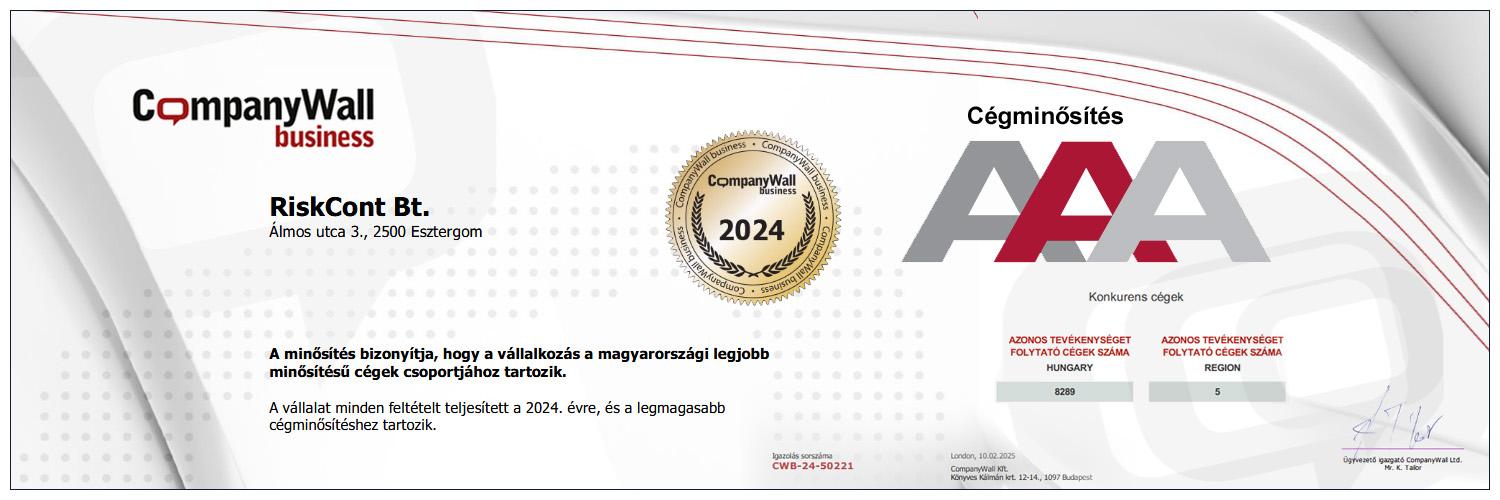CompanyWall AAA cégminősítés